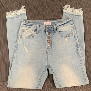 Pink Lily High Rise Skinny Crop Jean